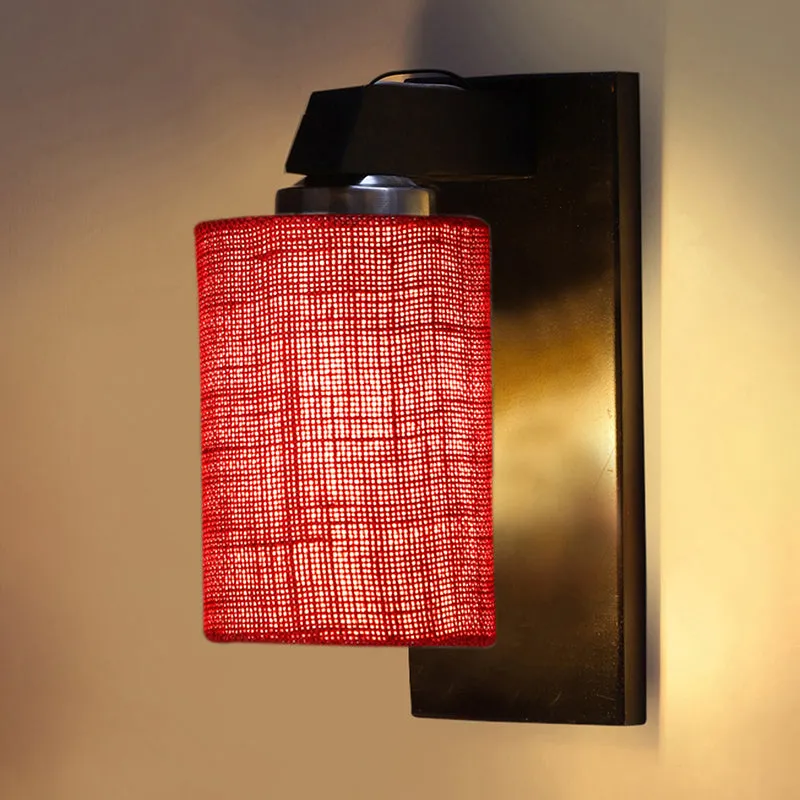 Eyrie Jute & Wooden Wall Lamp - Red media 5