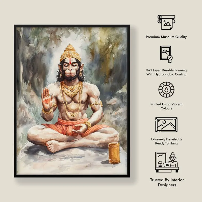 Anjaneya's Tapas Spiritual Archival Paper Wall Painting With Frame - Black media 8
