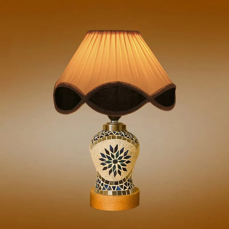 Floranira Arc Pleated Wooden Table Lamp - Multicolor media 7
