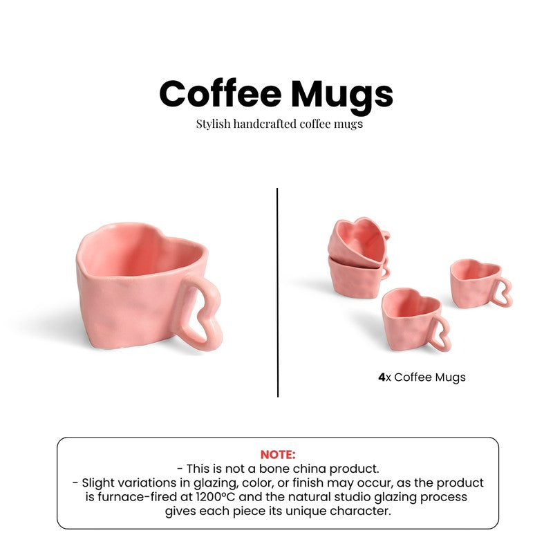 Heart Ceramic Coffee Mug (250 mL Each) - Set Of Four media 6