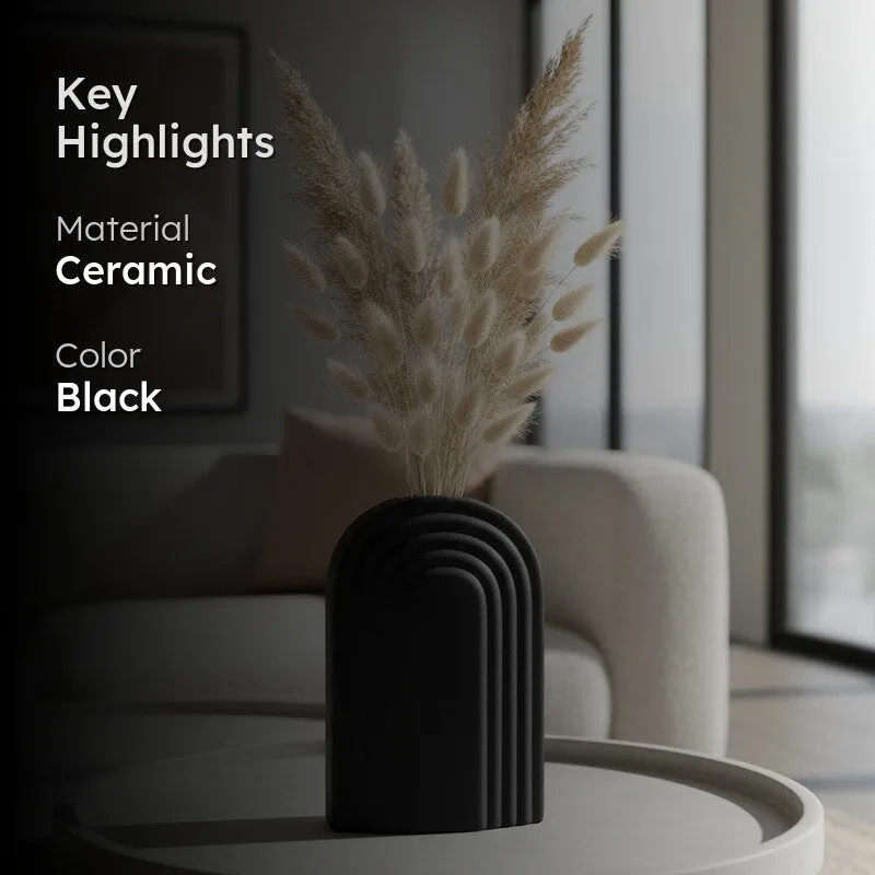 Arch Form Neutral Ceramic Vase - Black media 2