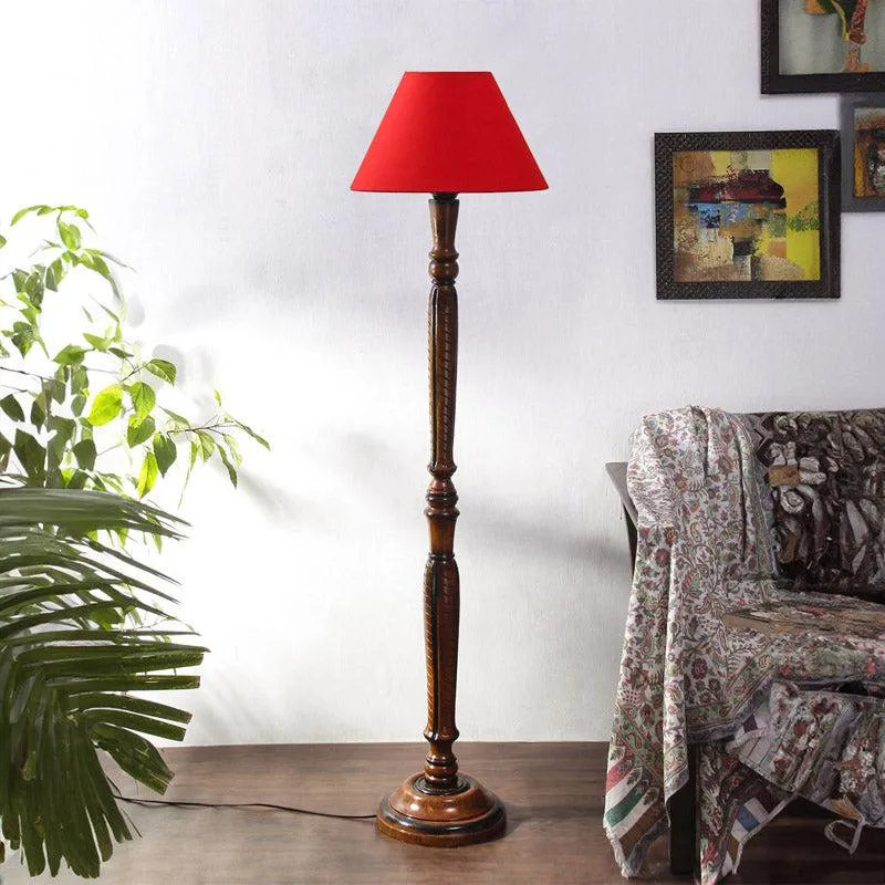 Hima Vintage Wooden Floor Lamp - Red media 3