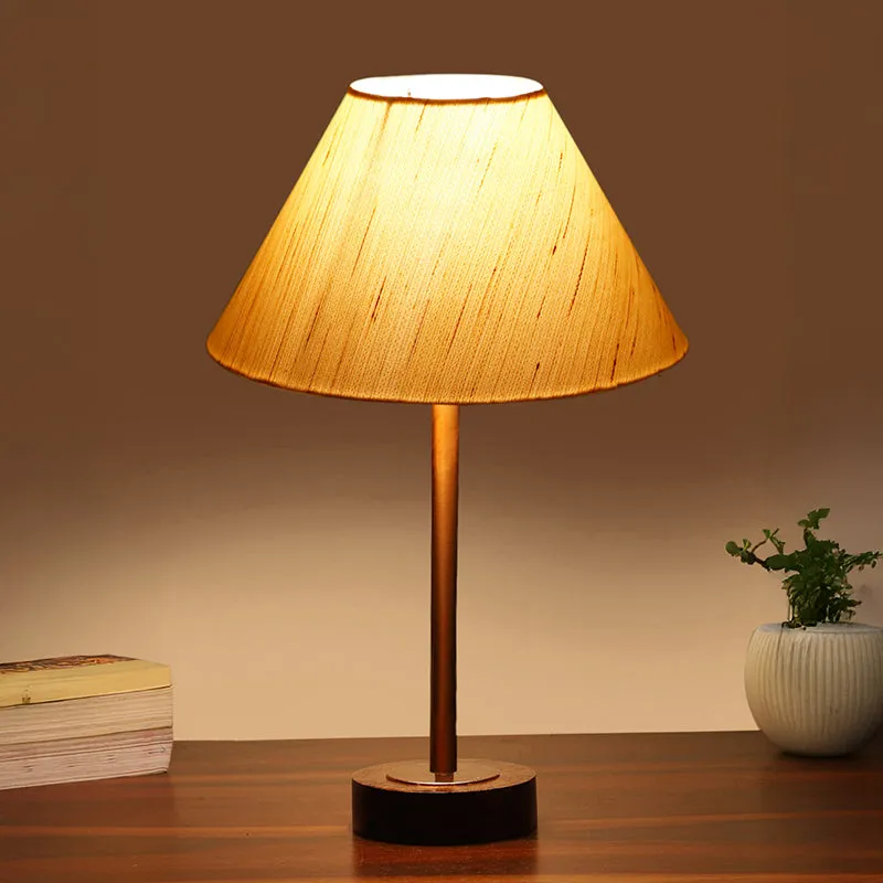 Cotin II Rodin Wooden Table Lamp - OffWhite,Copper,Brown media 1