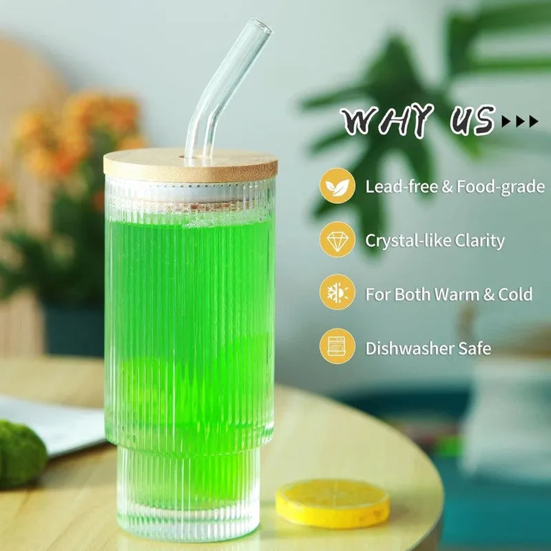 Stylish Glass Can Mug with Wooden Lid & Straw media 8
