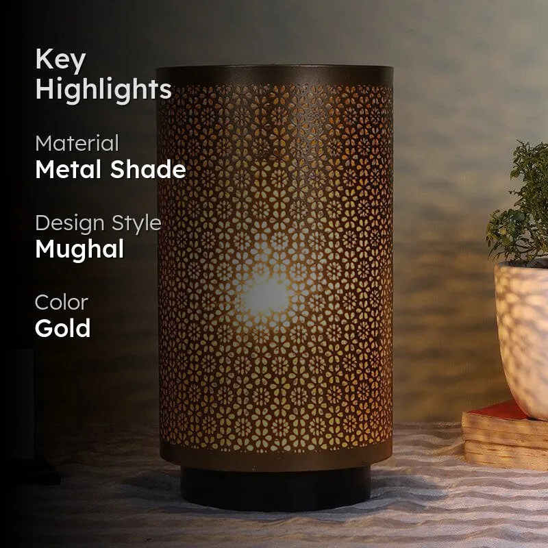 Navya Metal Table Lamp With Black Base - Gold media 2