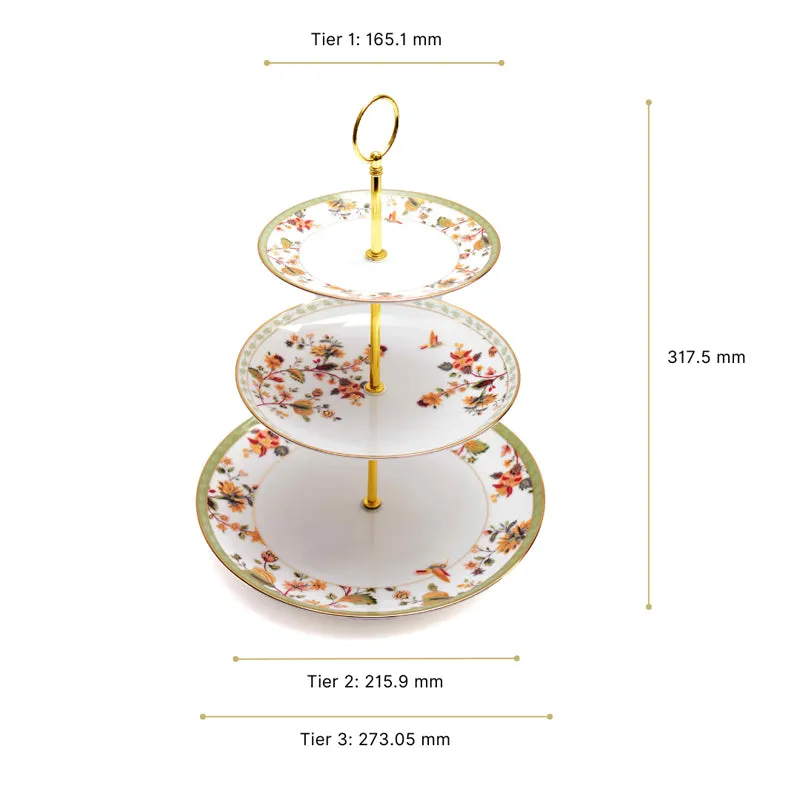 Painted Blooms 3-Tiered Porcelain Dessert Stand media 6