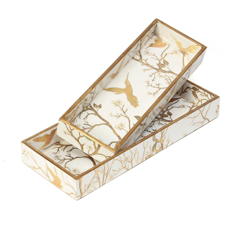 Aviary Luxe Enamel Coated Serving Tray (Rectangle) - Set Of Two media 4