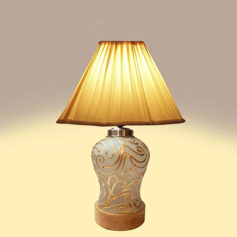 Lumithra Pleated Wooden Table Lamp - OffWhite media 5