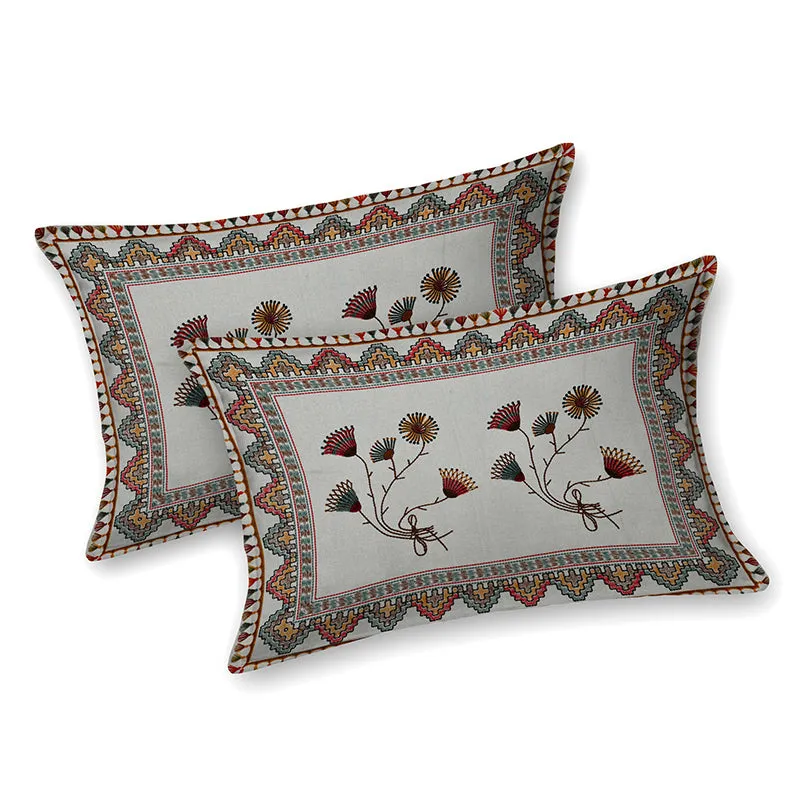 Aashvi Ethnic Cotton Bedsheet (Grey) - 180 TC media 7
