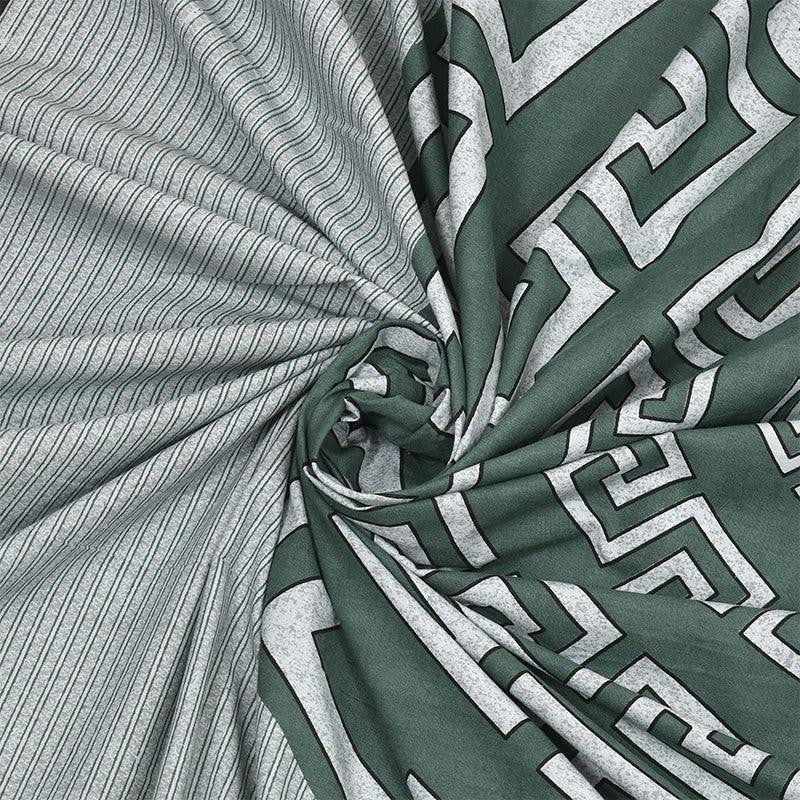 Greek Key Printed Cotton Bedsheet (Green) - 160 TC media 4