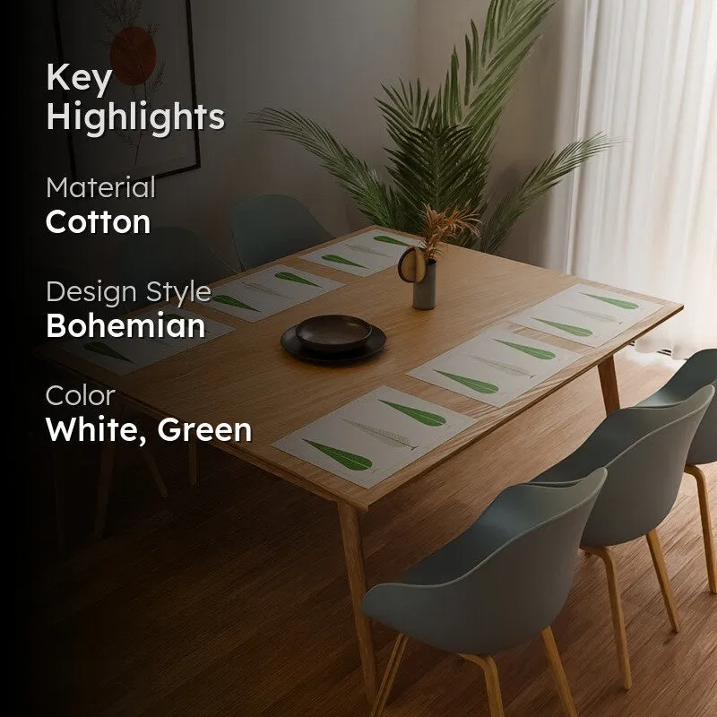 Tropical Leaf Cotton Table Mat (Green) - Set Of Six media 2