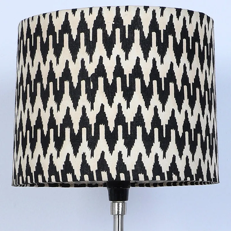 Chevronic Fold Printed Tripod Mango Wood Table Lamp - White, Black media 4