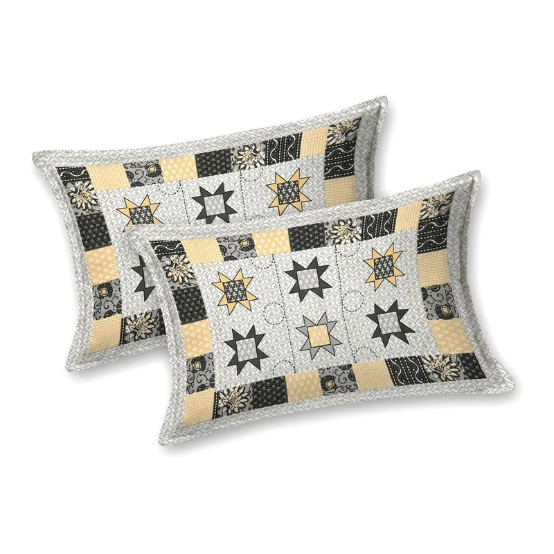 Weaveo Cotton Bedsheet (Grey,Yellow) - 240 TC media 4