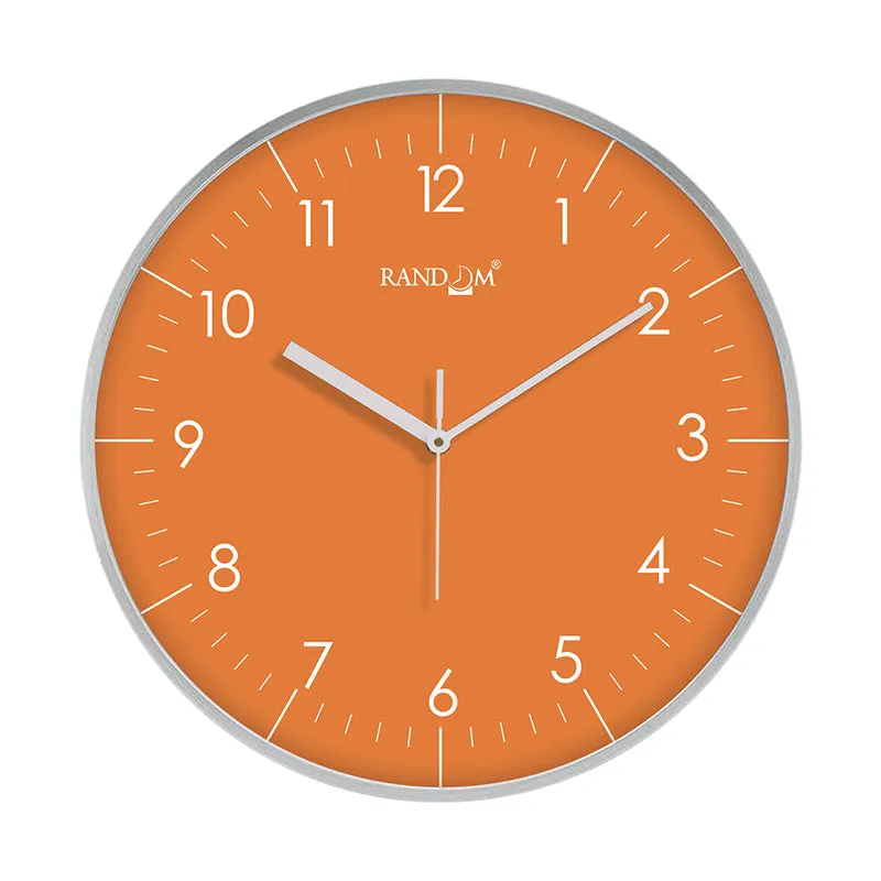 Benot Silver Analog Wall Clock - Orange & Silver media 3