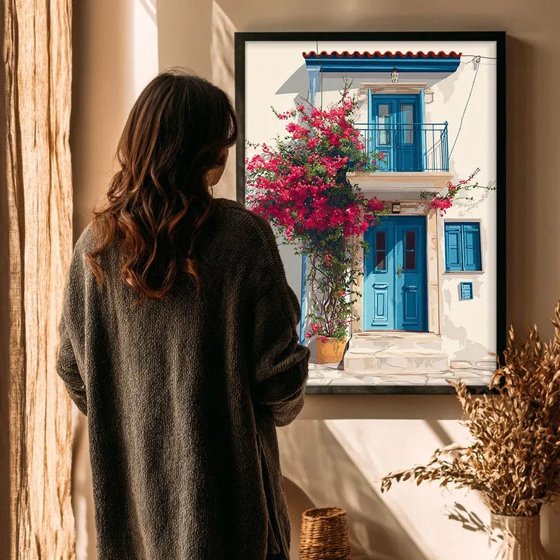 Santorini Canvas Wall Painting - Black Frame media 4