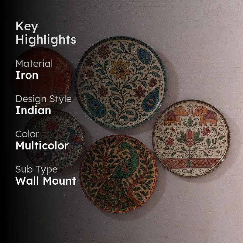 Floral Raga Wall Plates - Set of Five media 2