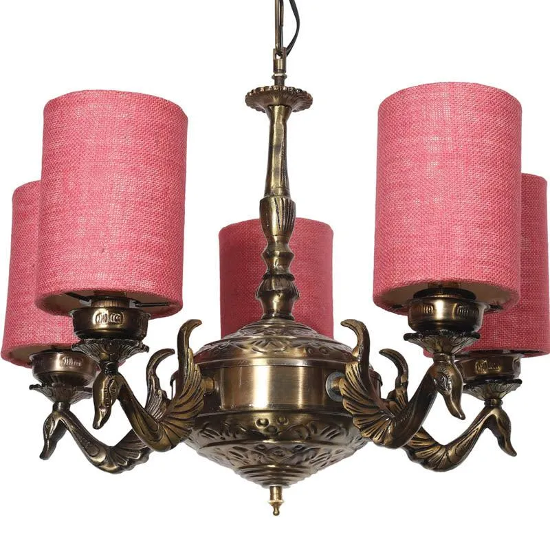 Ritu Cylindrical Golden Antique Ceiling Lamp media 3