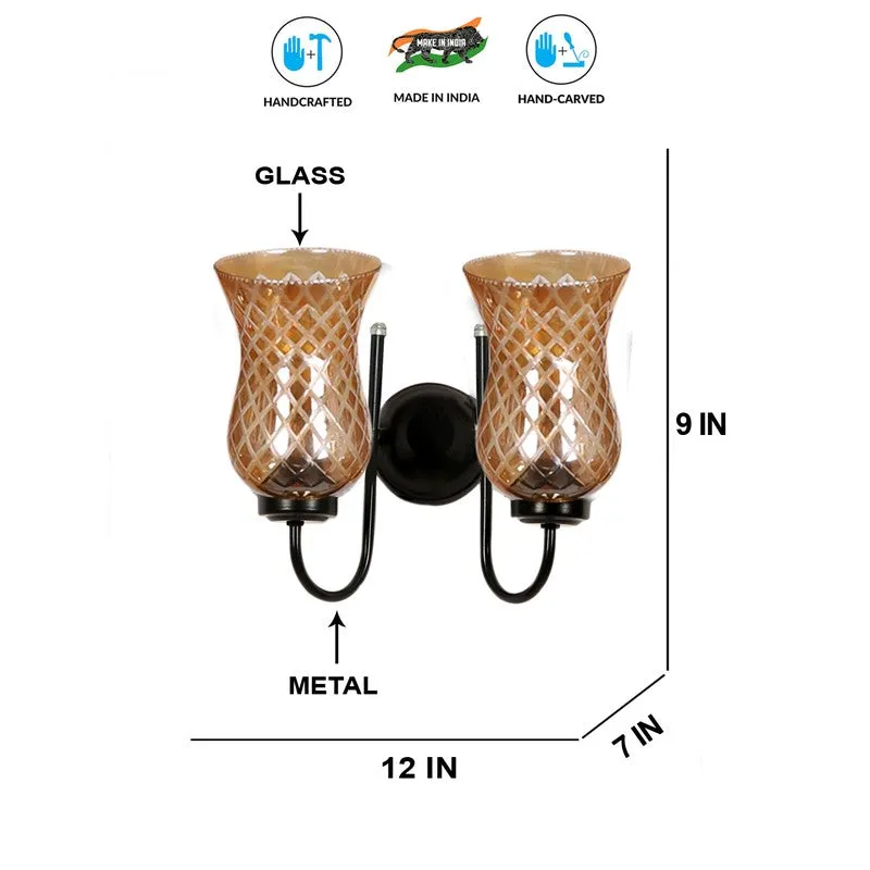 Honey Glow Twin Shade Glass Wall Lamp media 11