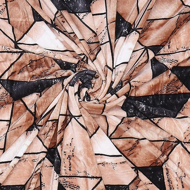 Monte Carlo Leafira Abstract Print Polyester Blanket (Brown) - 300 GSM media 6