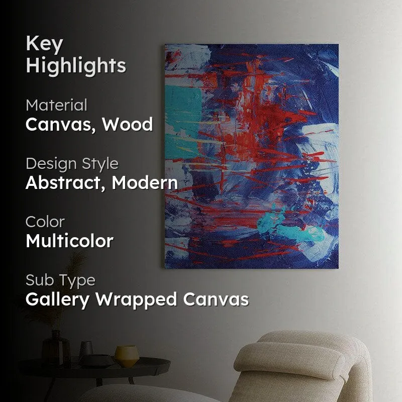 Royal Red and Blue Abstract Canvas Painting - Gallery Wrap media 2