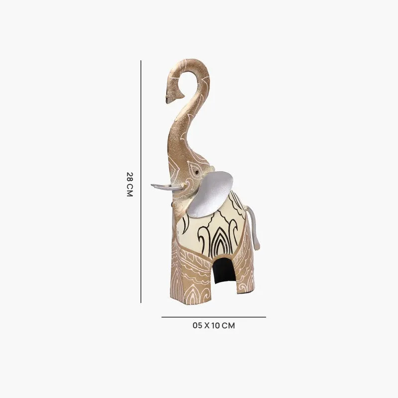 Joyful Gait Elephant Metal Showpiece - Set Of Two media 7