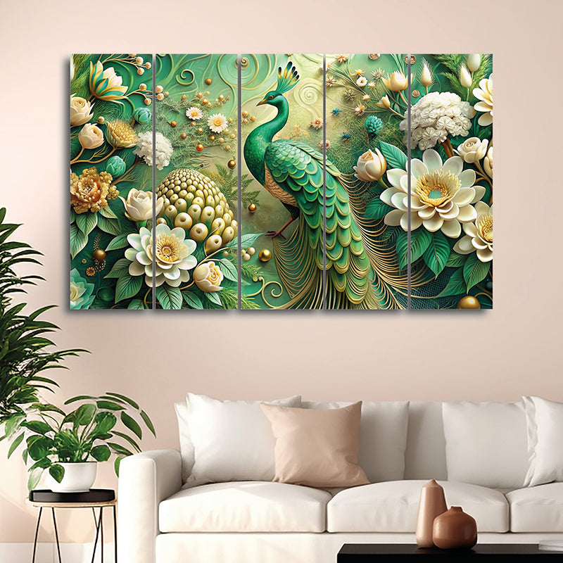 Ethereal Mayura Canvas Wall Art - Set Of Five