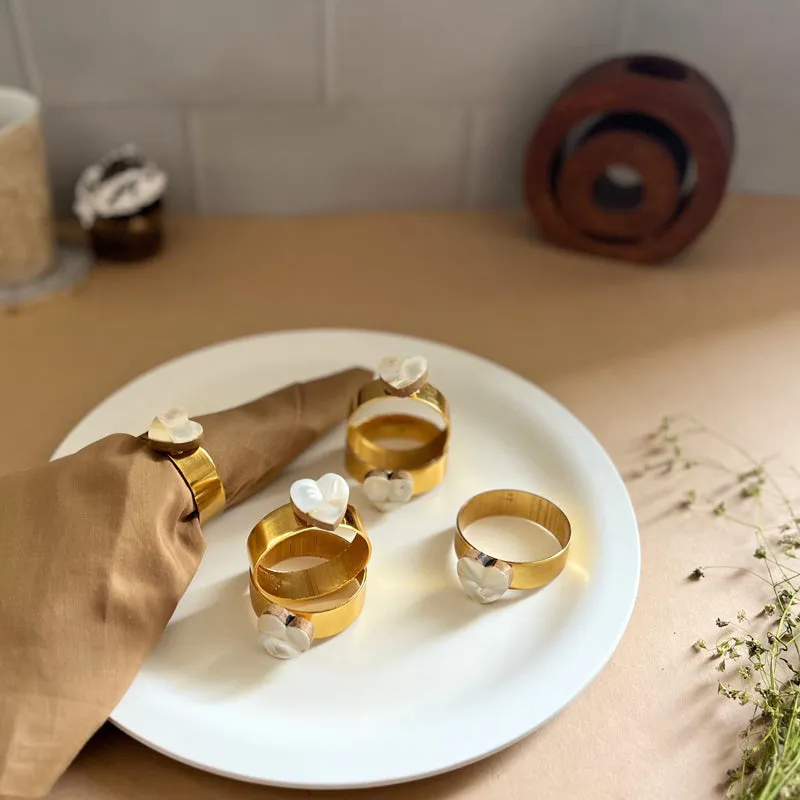 Asher Heart Handcrafted Mother Of Pearl Napkin Rings - Set Of Six media 4