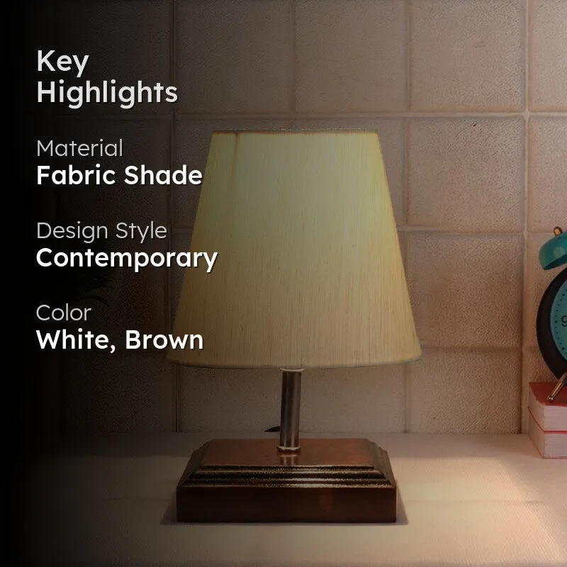 Niksha Basic Fabric Table Lamp - White,Brown media 2