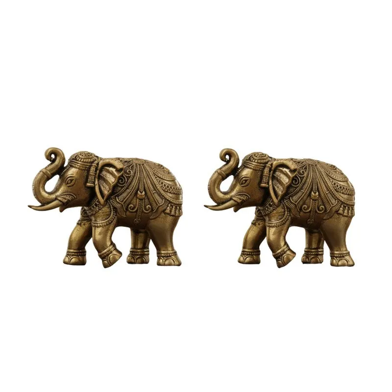 Divine Elephant Brass Showpiece - Set of Two media 4