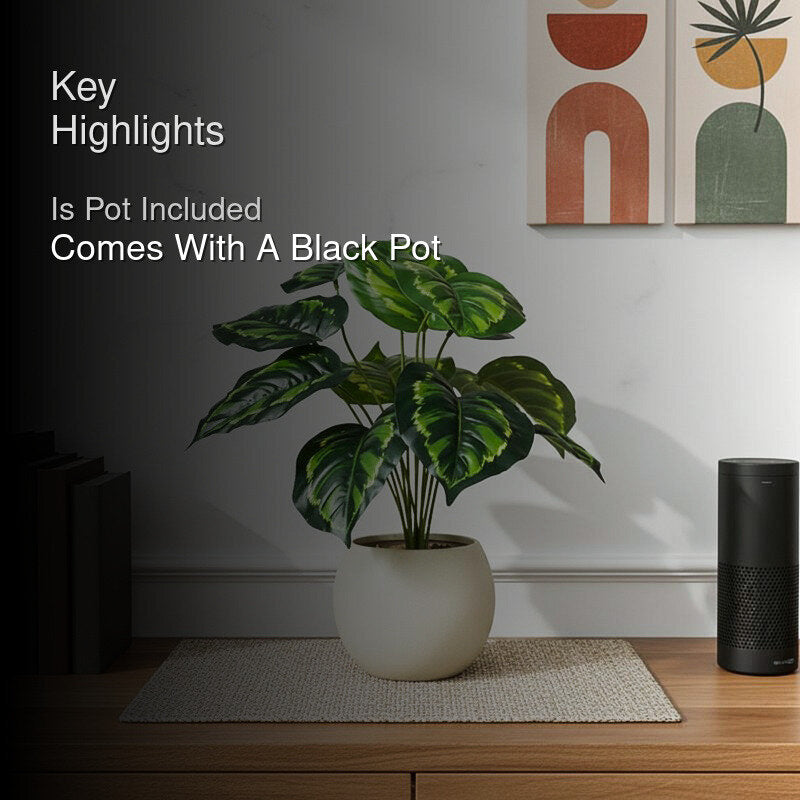 Faux Everlasting Birkin Philodendron Plant With Black Plastic Pot - 58 cm media 2
