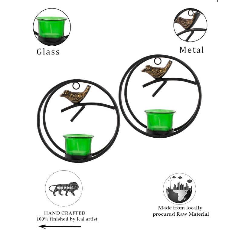 Bird Ring Candle Holder (Green) - Set Of Two media 5