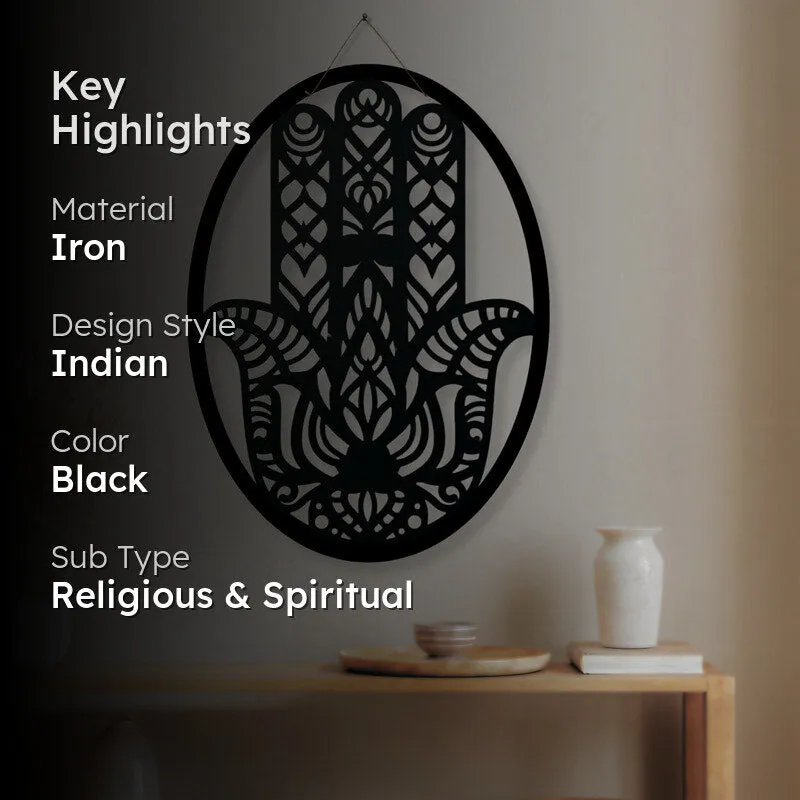 Hamsa Hasta Lines Iron Wall Accent media 2