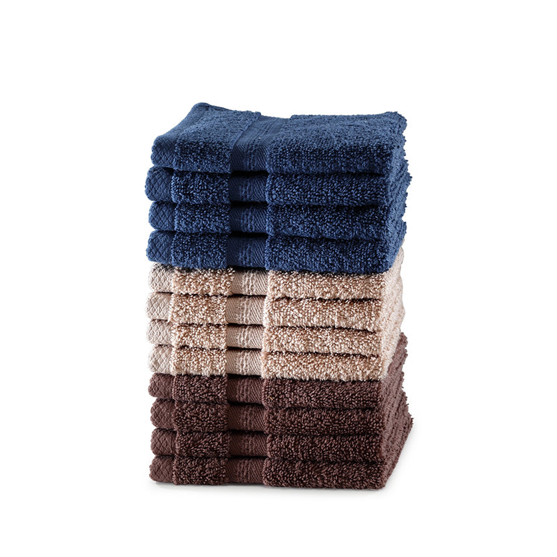Nuage Cotton Hand & Face Towel (Brown, Beige & Blue) - Set Of Twelve media 3