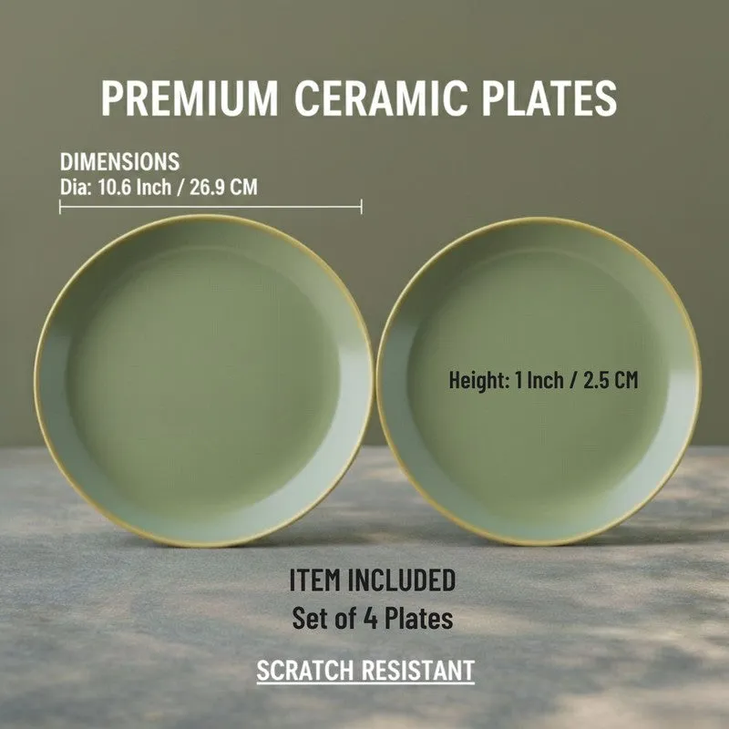 Ceramic Dinner Plates (Green) - Set of Four media 8