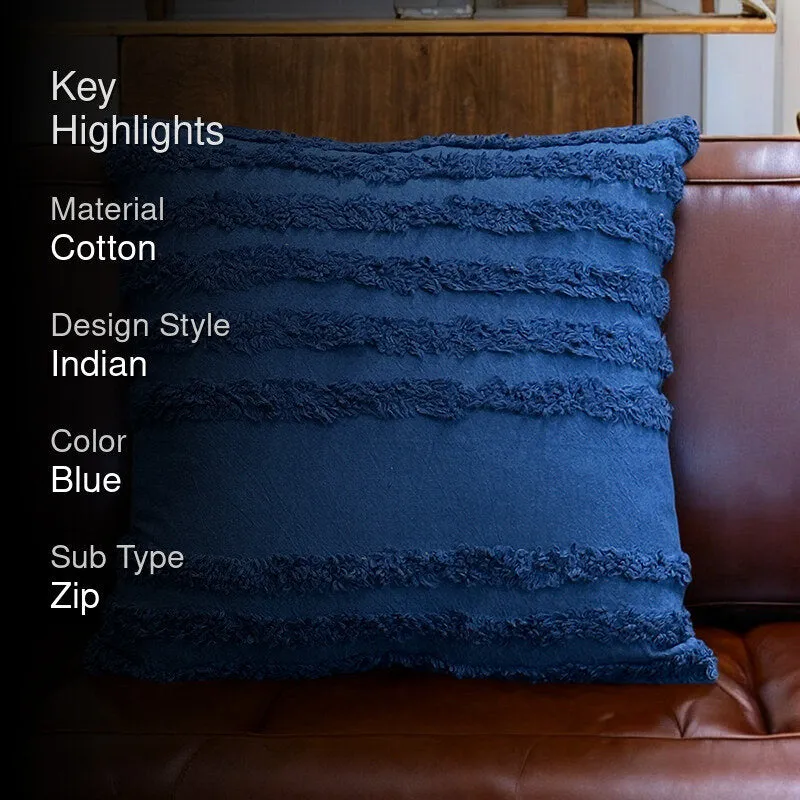 Thea Stripe Tufted Cushion Cover - Blue media 2