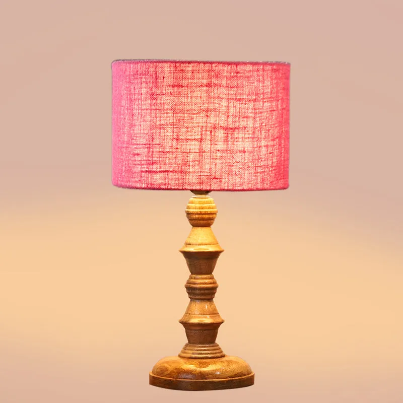 Sienna I Timber Wooden Table Lamp - Pink,Brown media 4