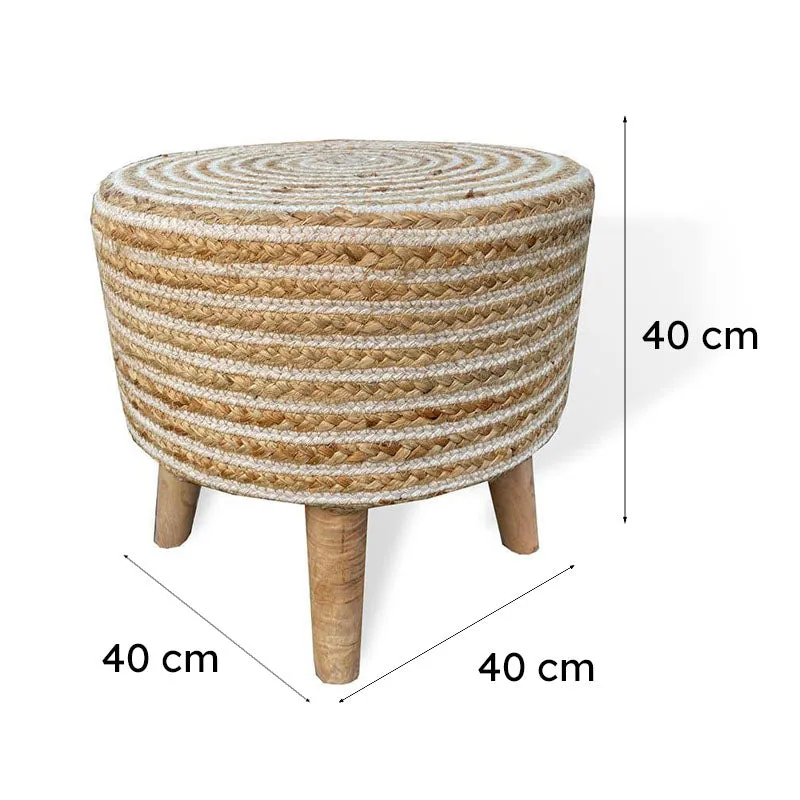Mario Striped Juco Ottoman - White media 5