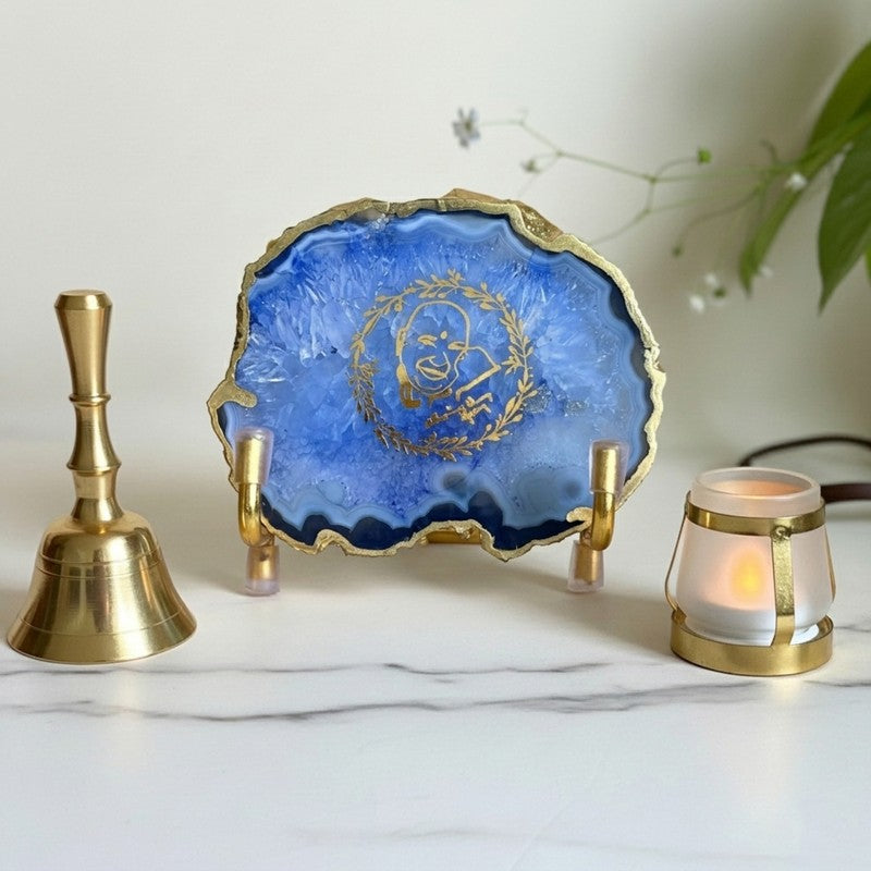 Sacred Guruji Handcrafted Agate Religious Accent - Blue media 3