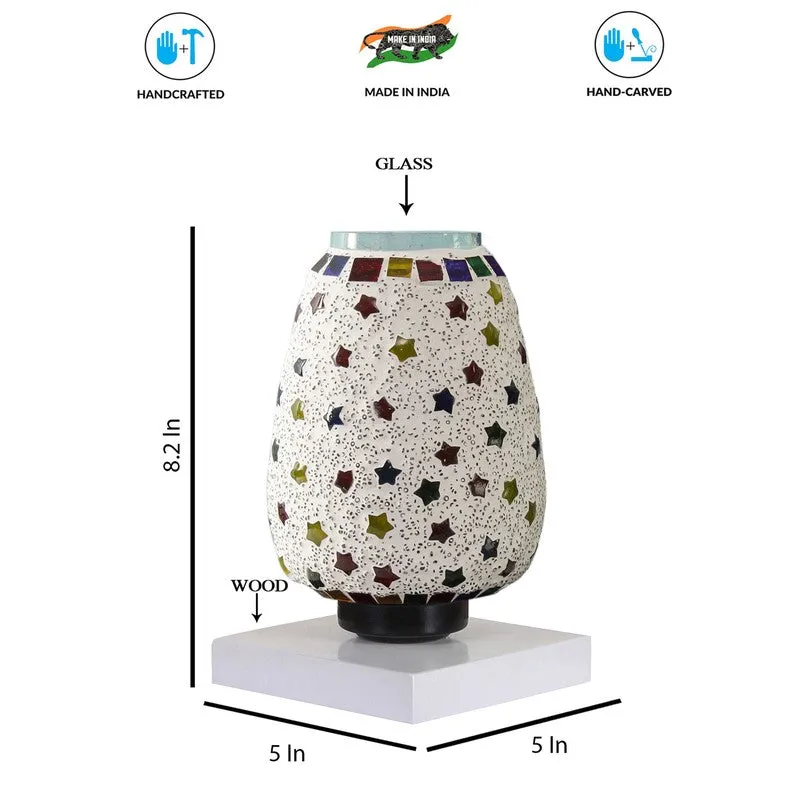 Stellune Glass Table Lamp With Wooden Base - Multicolor media 9