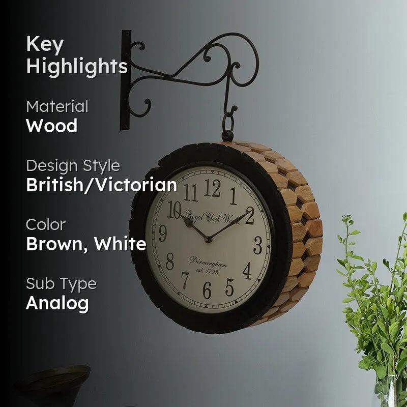 Oak & Time Wood Analog Wall Clock media 2