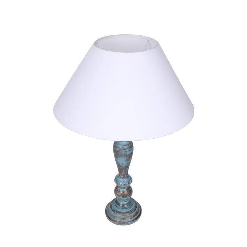 Amaya Fabric Table Lamp With Conical Shade - White,Blue media 3
