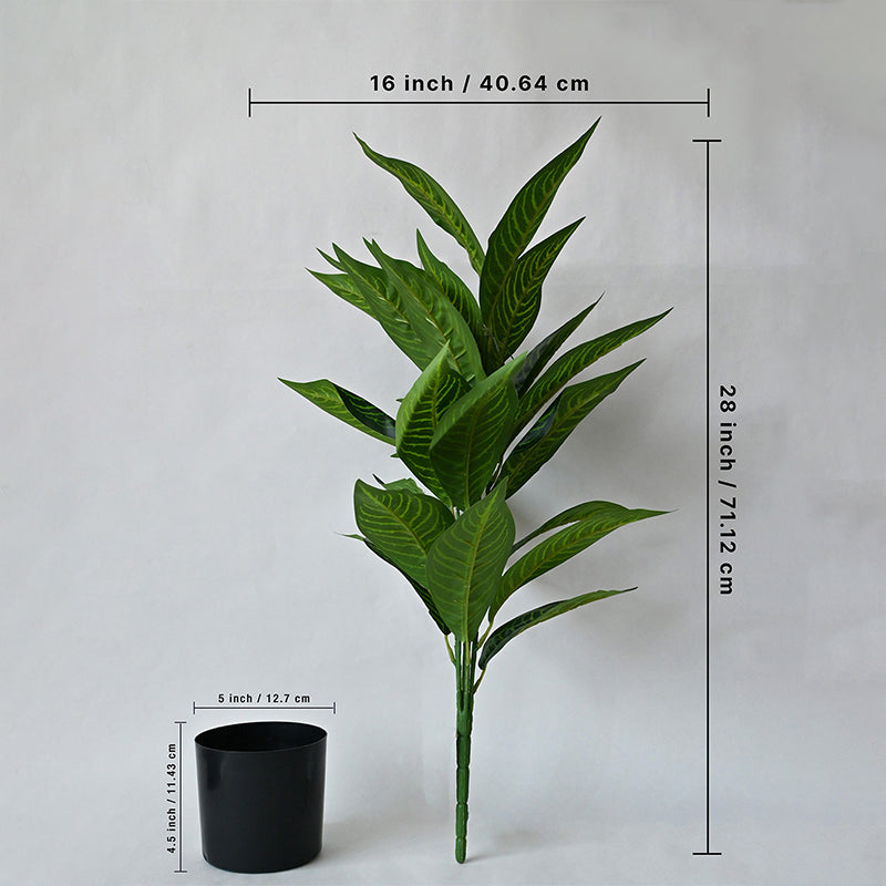 Faux Everlasting Green Iceton Croton Plant With Black Plastic Pot - 71 cm (2.3 ft) media 5
