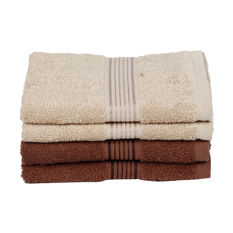 Pluma Cotton Hand & Face Towel (Brown & Beige) - Set Of Four media 3