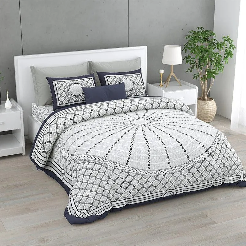 Riviera Printed Cotton Bedsheet (Grey) - 180 TC media 1
