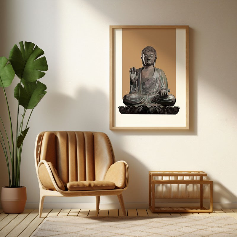 Buddha's Boon Archival Paper Wall Art  - Natural Brown Frame media 5