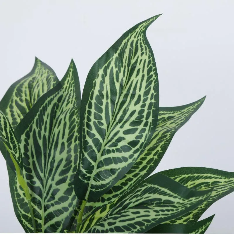 Faux Jale Croton Plant With Black Plastic Pot (50 cms) - Set Of Two media 5