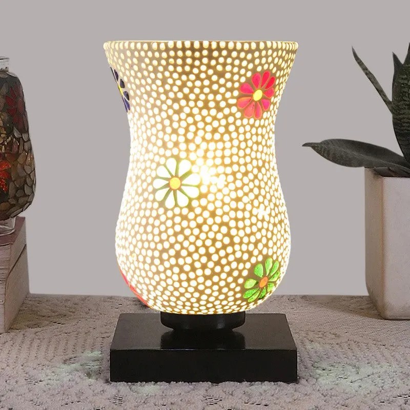 Raynor Mosaic Glass Table Lamp With Wooden Base - Multicolor media 2
