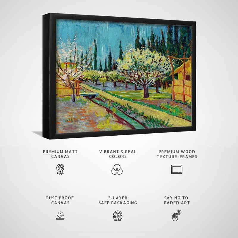 Orchard Bordered By Cypresses By Vincent Van Gogh - Black Frame media 3