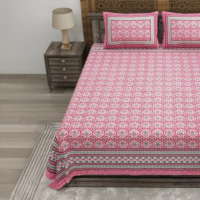 Leafa Cotton Bedsheet (Pink) - 240 TC media 3
