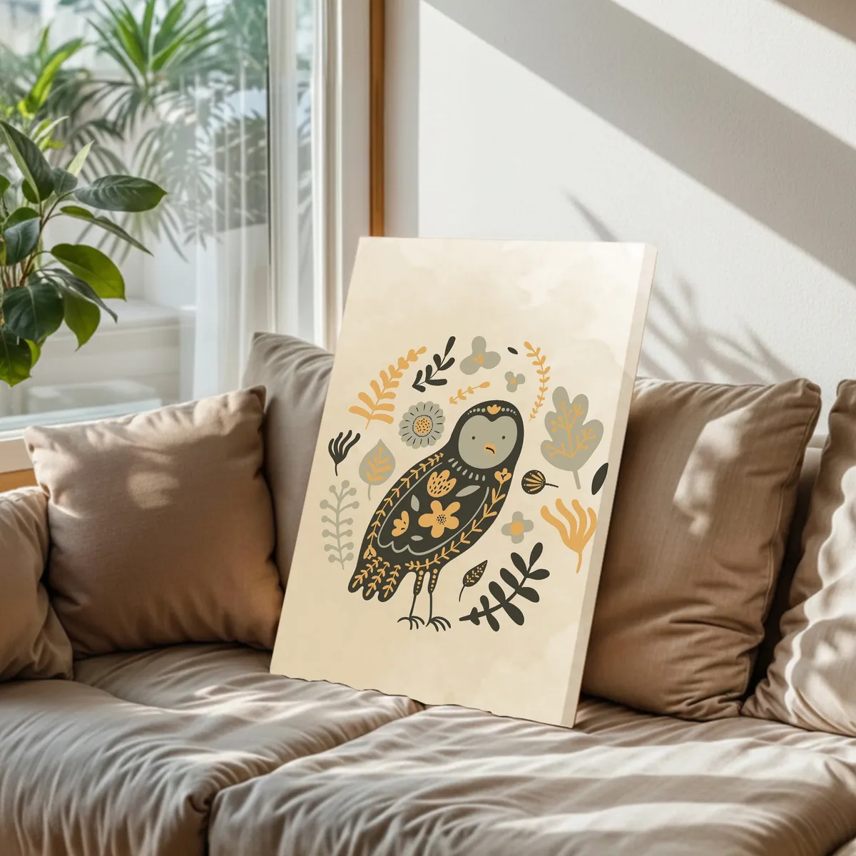 Owl Cotton Canvas Wall Painting media 6
